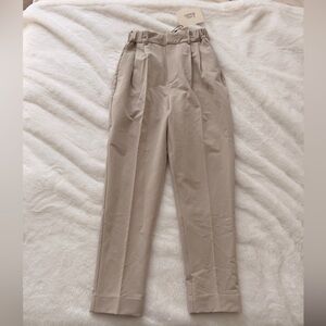 High-Rise Straight Leg Trousers in Light Taupe